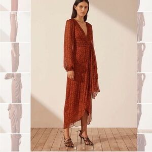 Shona Joy Atrani plunge long sleeve midi dress